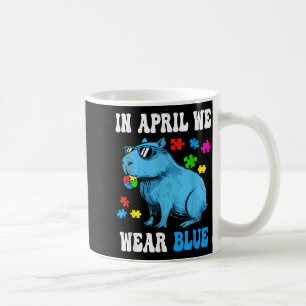 Taza De Café En abril usa azul conciencia del autismo capybara