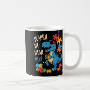 Taza De Café En abril usa azul conciencia del autismo dino t-re