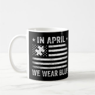 Taza De Café En Abril Usamos El Rompecabezas Azul Vintage De La