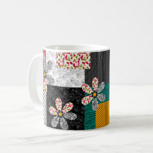 Taza De Café En colores multicolores parches estampado rústico