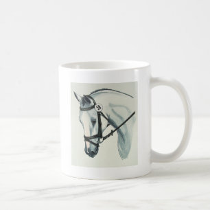 Taza De Café En el caballo BLANCO del Dressage del contacto