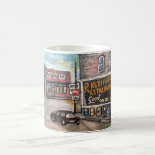 Taza De Café En el centro de Willoughby, Perro Walk Painting Mu