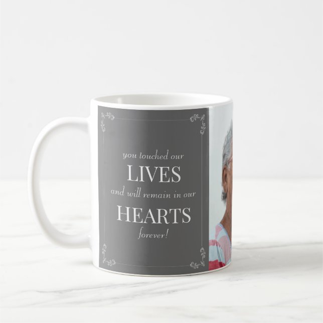 Taza De Café En el recuerdo elegante Tributo Funeral Gris Coff (Izquierda)