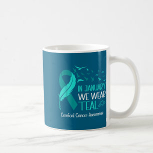 Taza De Café En enero usa azul teal Conciencia del Cáncer de Cu