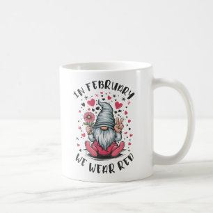 Taza De Café En Febrero Usamos Rojo Conciencia de la Salud del 