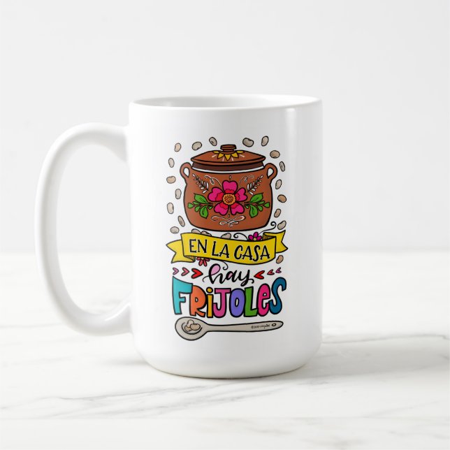 Taza De Café En La Casa Hay Frijoles dibujado a mano (Izquierda)