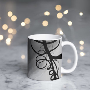 Taza De Café En la cuadrícula: gris abstracto, negro y blanco