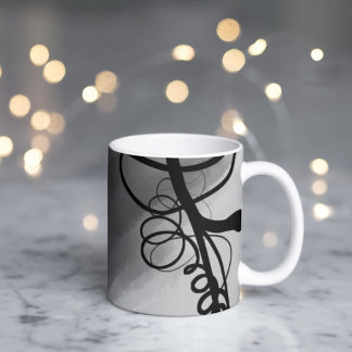 Taza De Café En la cuadrícula: gris abstracto, negro y blanco