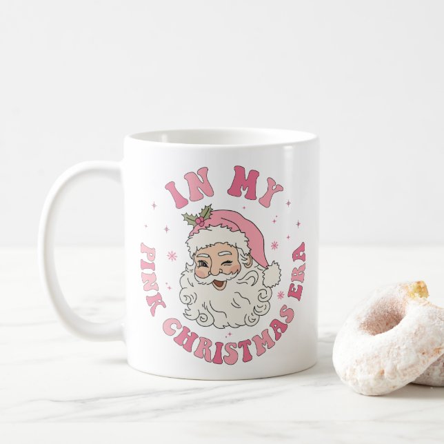 Taza De Café En la era de mis Navidades rosados (Con donut)