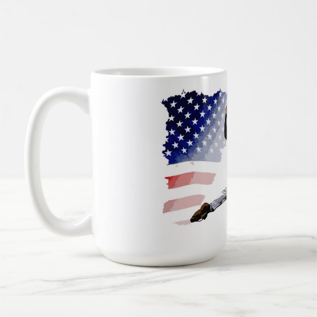 Taza De Café En la libra: lanzador de béisbol y bandera de los  (Izquierda)