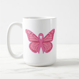 Taza De Café En La Mariposa Rosa