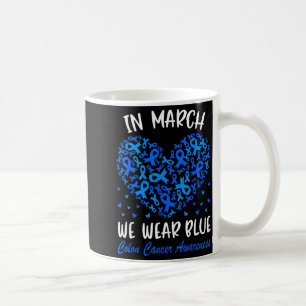 Taza De Café En marzo usa cinta azul conciencia del cáncer de c