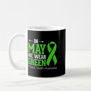 Taza De Café En Mayo Usa Cinta Verde Para La Salud Mental