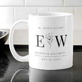 Taza De Café En memoria amorosa Foliage de monograma moderno