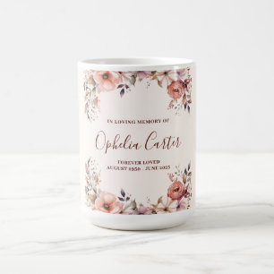 Taza De Café En Memoria Floral Acuarela Nombre Personalizado
