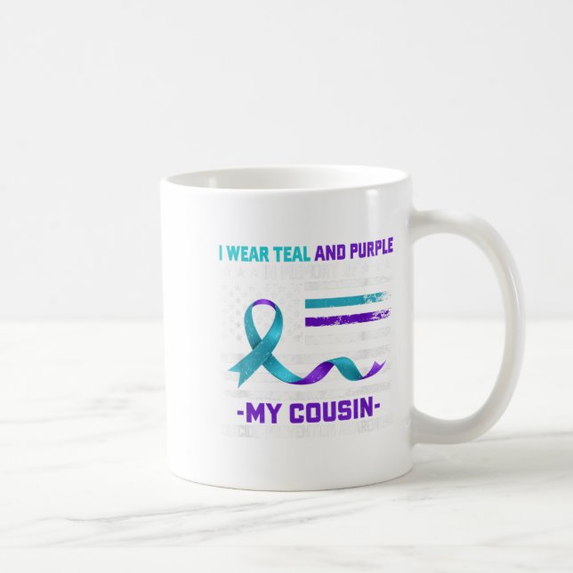 Taza De Café En memoria primo suicidio prevención de conciencia (Derecha)