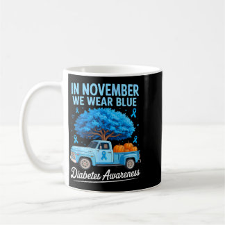 Taza De Café En Noviembre Usa Cintas Azules Para La Diabetes