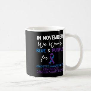 Taza De Café En Noviembre Usamos Panorama De La Diabetes Azul Y