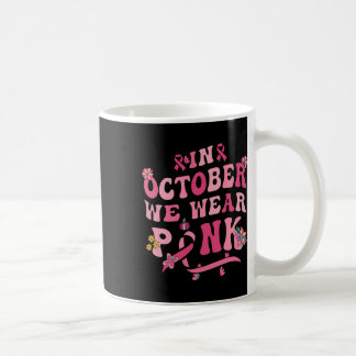 Taza De Café En Octubre Usamos Breas Vintage Retro Groovy Rosa