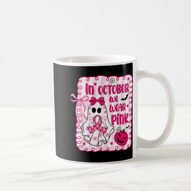 Taza De Café En Octubre Usamos Cáncer De Mama Bow Rosado (Derecha)