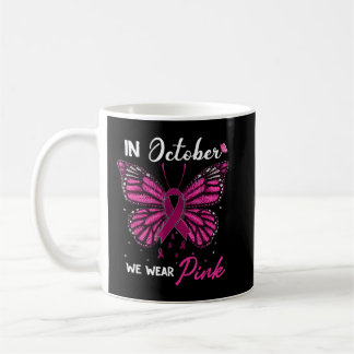 Taza De Café En Octubre Usamos Cáncer De Mama De Cinta Rosa