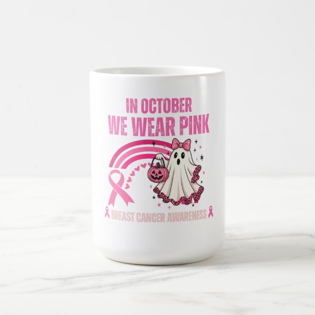 Taza De Café En Octubre Usamos Cáncer De Mama Rosa (Centro)