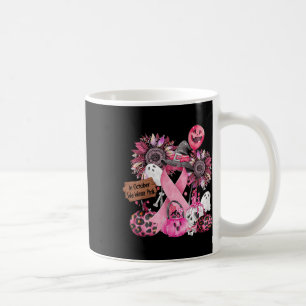 Taza De Café En Octubre Usamos Cinta Rosa Fantasma Halloween Br
