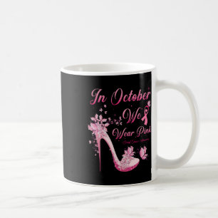 Taza De Café En Octubre, Usamos Mariposas Rosadas De Talones Al