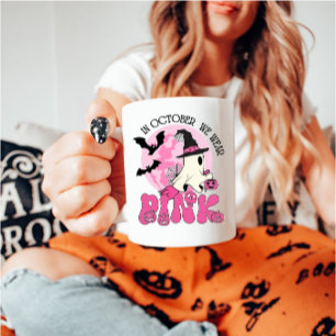 Taza De Café En Octubre Usamos Mug Fantasma Rosa