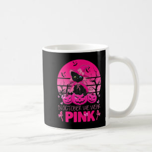 Taza De Café En Octubre, Usamos Un Gato Rosa Corto De Halloween