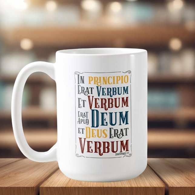 Taza De Café En Principio Erat Verbum con inglés (In Principio Erat Verbum Latin with English Coffee Mug)