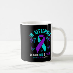Taza De Café En Septiembre Usamos Suicidio Verde azulado De Cin