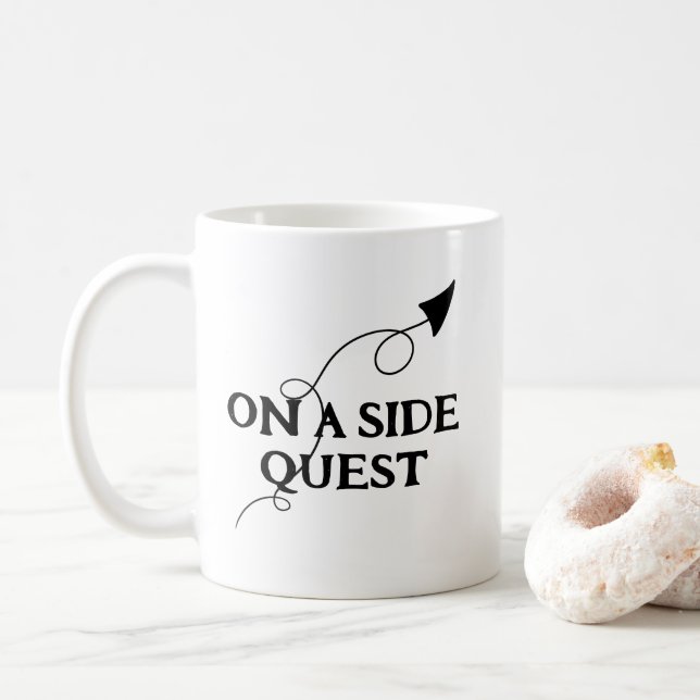 Taza De Café En Side Quest Funny Mug (Con donut)