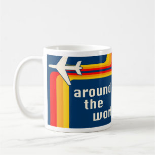 Taza De Café en todo el mundo rayas retras del aeroplano
