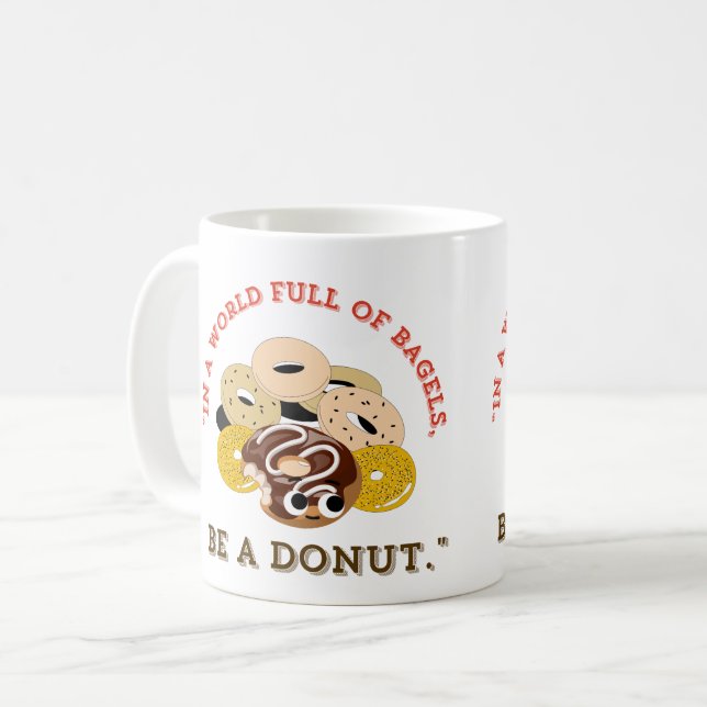 TAZA DE CAFÉ EN UNA PALABRA DE BAGELS, SEA UN DONUTS (Anverso izquierdo)