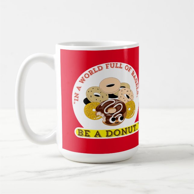 TAZA DE CAFÉ EN UNA PALABRA DE BAGELS, SEA UN DONUTS (Izquierda)