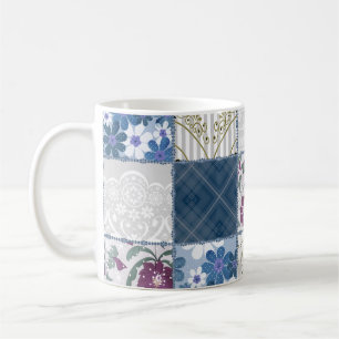 Taza De Café Encaje Floral: fondo transparente en mosaico.