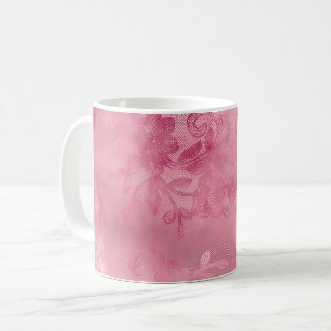 Taza De Café Encaje Rosa Chic (Anverso izquierdo)