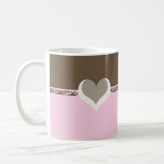 Taza De Café Encaje Rosa y de Chocolate (Izquierda)