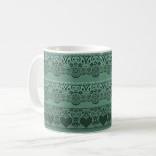 Taza De Café Encaje vintage verde de calado abierto para decora