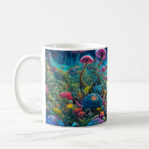 Taza De Café Encantado Paisaje Psicodélico