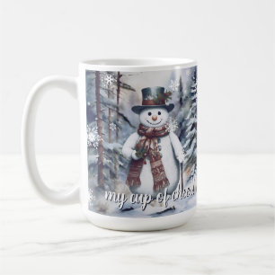 Taza De Café Encantador bosque acuático de Snowman