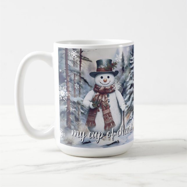 Taza De Café Encantador bosque acuático de Snowman (Izquierda)