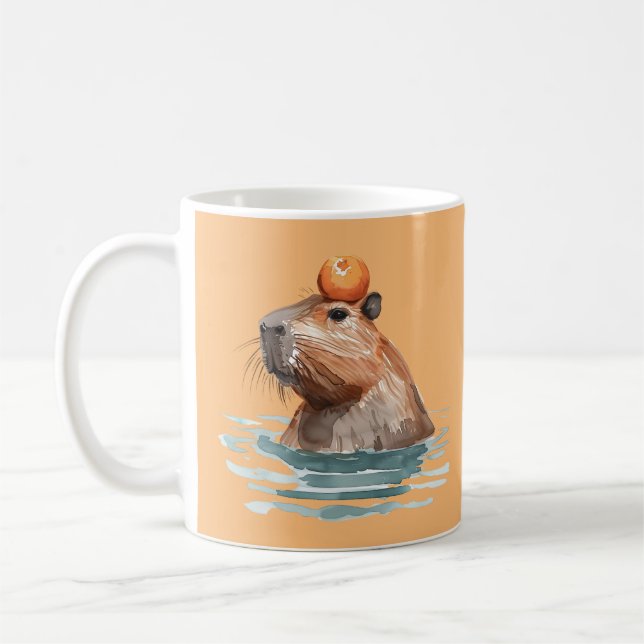 Taza De Café Encantador capibara discreto con Naranja (Izquierda)