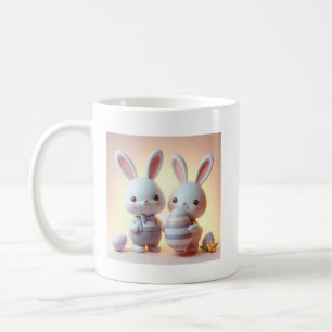 Taza De Café Encantador conejo de Pascua 3D con huevo festivo