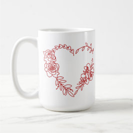 Taza De Café Encantador Corazón Floral