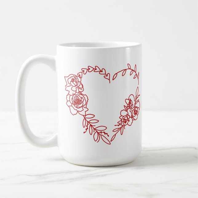 Taza De Café Encantador Corazón Floral (Izquierda)