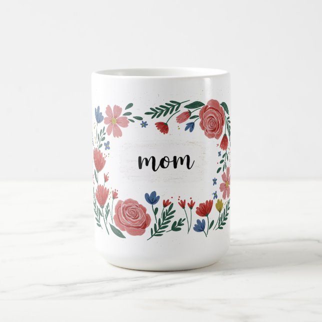 Taza De Café Encantador diseño de guirnaldas florales con texto (Centro)