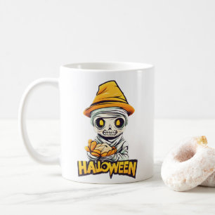 Taza De Café Encantador diseño de momia de Halloween adorable y