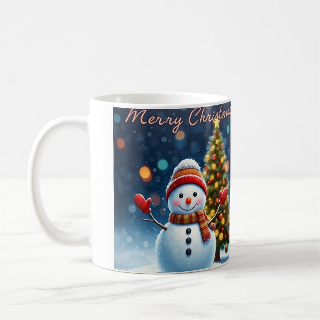 Taza De Café "Encantador encanto invernal: Árboles navideños y  (Izquierda)